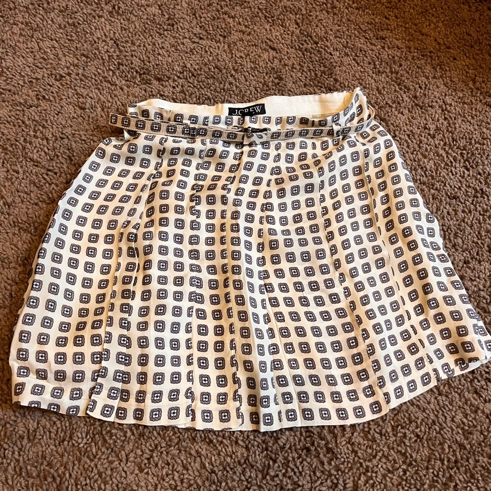 J. Crew Silk Lined Pleated Skirt with Belt